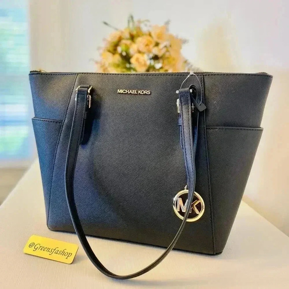 Michael Kors Purse & wallet Charlotte Top Zip Tote shoulder bag black new - Picture 5 of 12